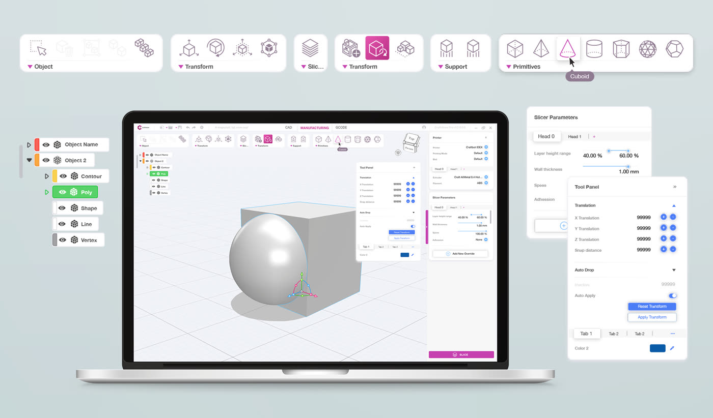 3D tervezőszoftver felülete laptopon